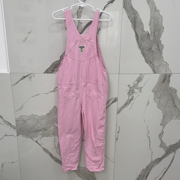 OshKosh B'gosh Light Pink Stripped Heart Overalls Size 5 - Picture 5 of 6